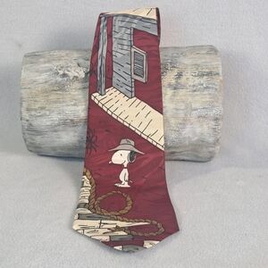 Vintage 1958 Snoopy Peanuts Tie Classic Burgundy 4"x56" EUC Collectible Gift